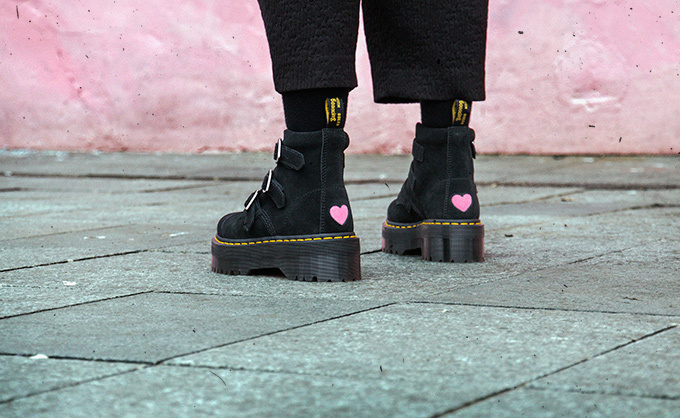 レア　マーチン×LAZY OAF☆LO BUCKLE BOOT☆超厚底Ｆジップ