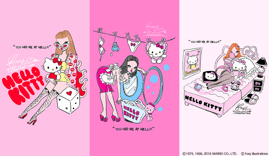 Nom De Plume ノンデプルーム Foxyがキティと初コラボ Hello Kitty Foxy Illustrations が魅力いっぱい