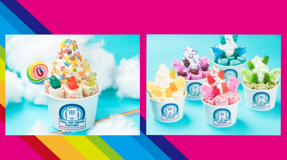 ROLL ICE CREAM FACTORYにカラフルキュートな”レインボーカラー”のメニューが登場👧🍨🌈