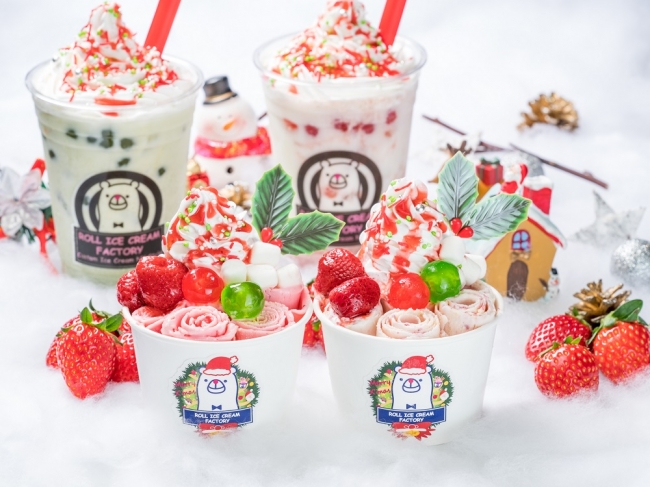 冬でも食べたい😍ロールアイスクリーム専門店のクリスマス限定メニューはストロベリーチーズケーキ🍓🍰