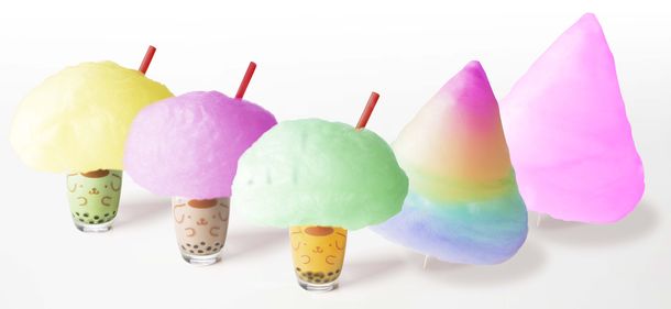 カラフルふわふわ綿あめとタピオカのコラボ♡ポムポムプリンカフェで発売開始🎉