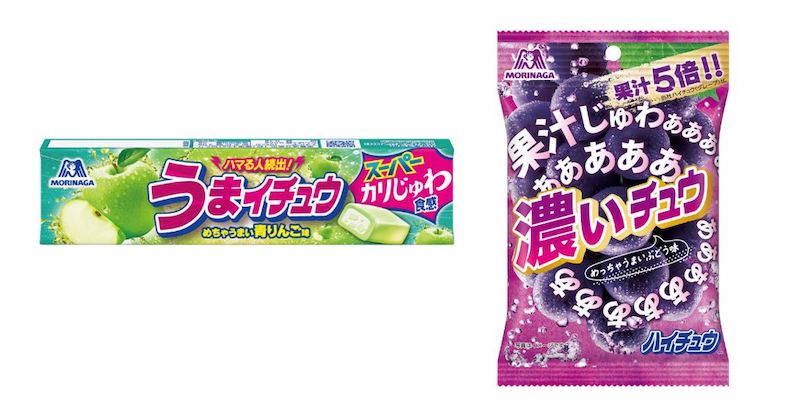 【ハイチュウ】カリじゅわの食感を楽しめる「うまイチュウ＜青りんご味＞」 5月10日新発売🍏「ハイチュウ＜グレープ＞」の5倍のぶどう果汁使用！「濃いチュウ＜ぶどう＞」 5月24日 新発売🍇