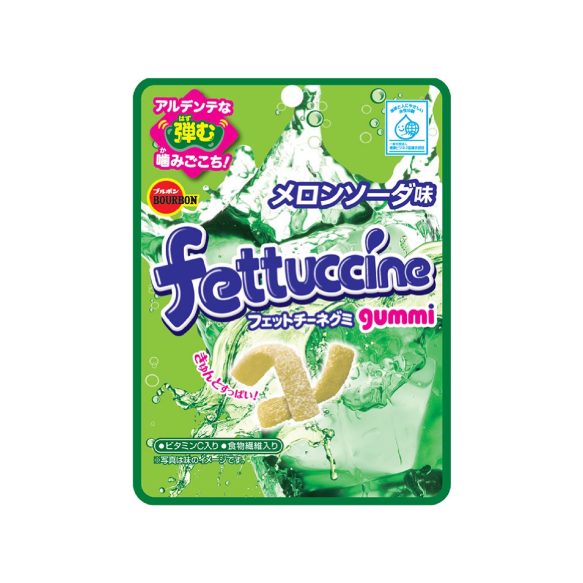 【新作お菓子】懐かしいメロンソーダの爽快感グミ 「フェットチーネグミメロンソーダ味」を 7月12日(火)に販売開始😽🍹💚💛