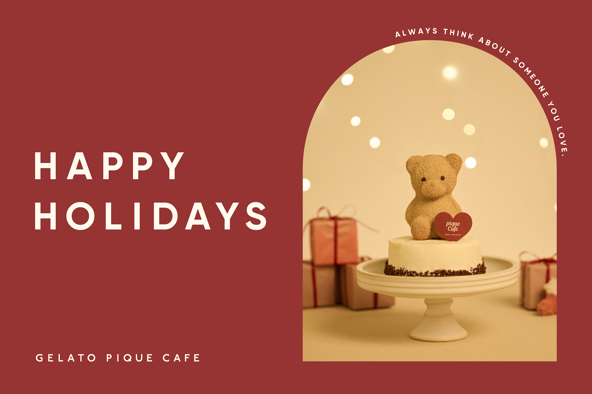 【gelato pique cafe(ジェラート ピケ カフェ)】オリジナルクリスマスケーキ「ピケベアチョコレートケーキ」の予約受注を12月17日(日)までの期間限定で受付中🧸🎂🍓💭