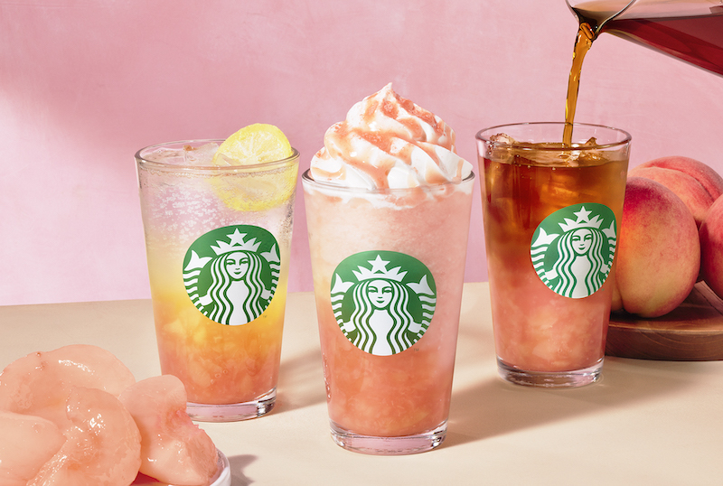 【スターバックス】サマー第4弾は、「3つの幸せピーチ」とろっと、しゅわっと、ごろっと、それぞれの魅力を楽しむ3種のピーチビバレッジが8月1日(金)より登場🤤🍑🫧💖